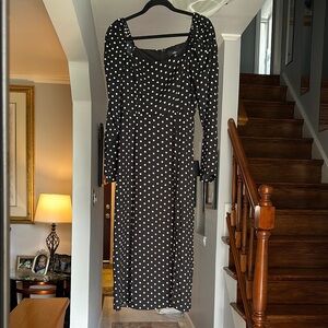 NWT Lulu's Black and White Polka Dot Sheath Dress Sz M